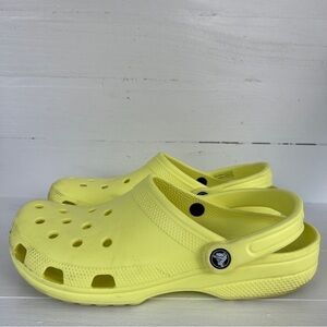 Crocs Neon Yelllow Clogs Men's 10 Women's 12 Rubber Slip On Shoes Summer Season